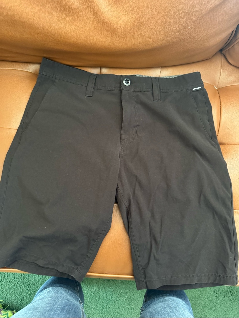 Volcom Black Flat Front Stretch Shorts